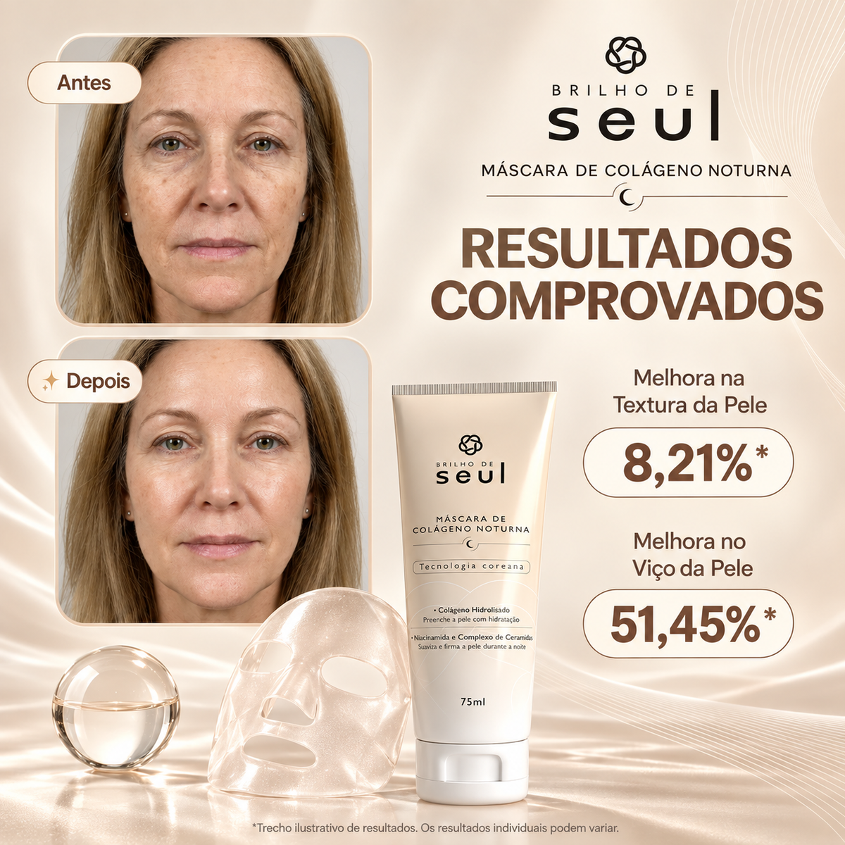 Máscara de Colágeno Noturna - Brilho de Seul